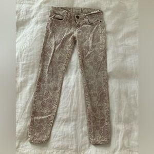 Current Elliott paisley low-rise, skinny stiletto jeans, 24